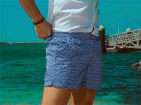 Pair Of Medium Men’s Designer Swim Shorts In Waves Style (UK Only)